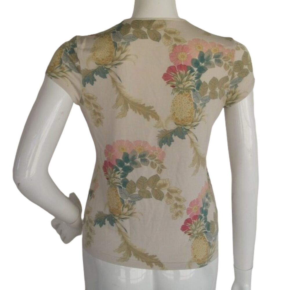TOMMY BAHAMA Silk Tee, S, Pineapple Floral, Scoop neck - Picture 4 of 9